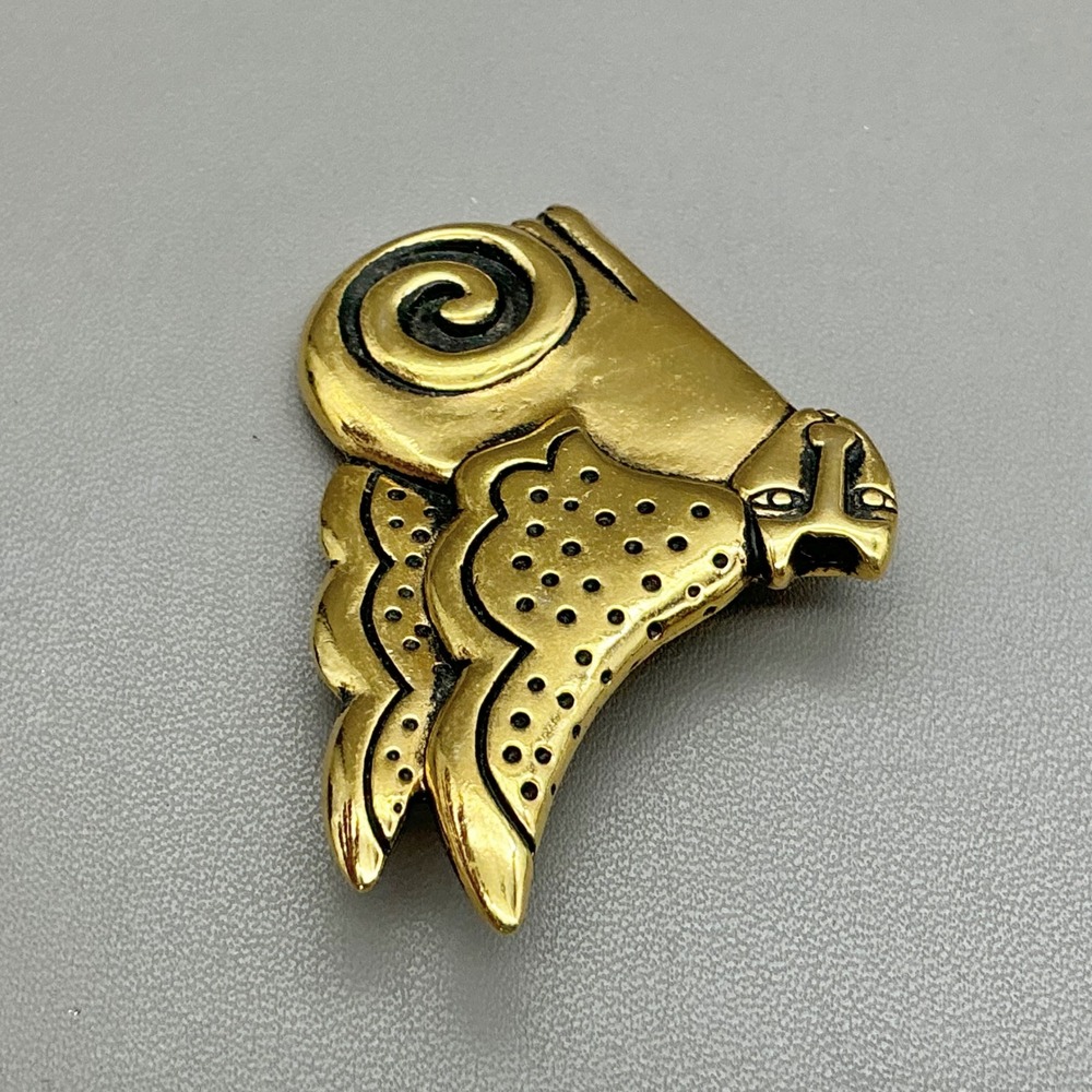 Laurel Burch Brooch Women Gold Winged Cat Spotted Mythical Creature Vintage - Picture 5 of 7
